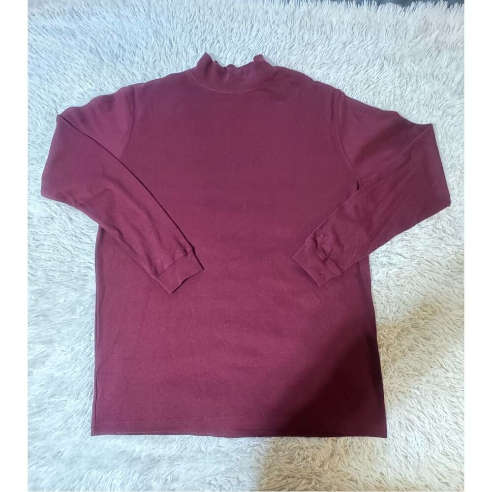 Guide gear mock neck long sleeve burgundy pullover casual tee tshirt L